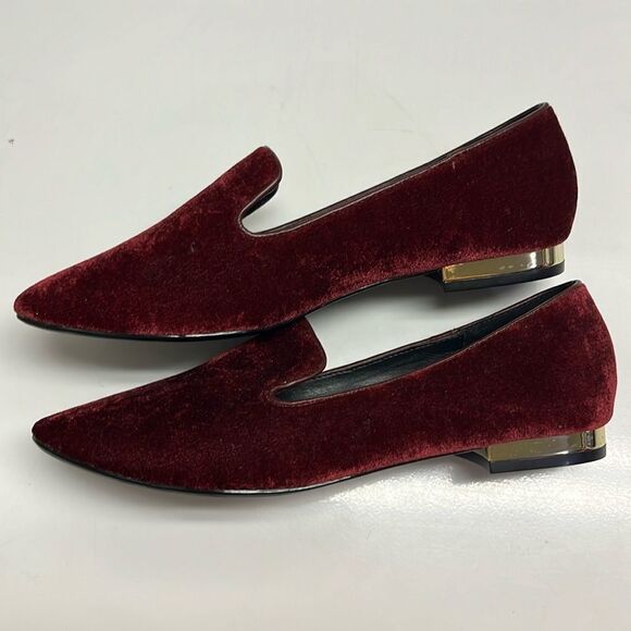 Amelia Grace Deep Red Pointed Toe Slip-On Velvet Flats- Size 8 - Picture 6 of 16